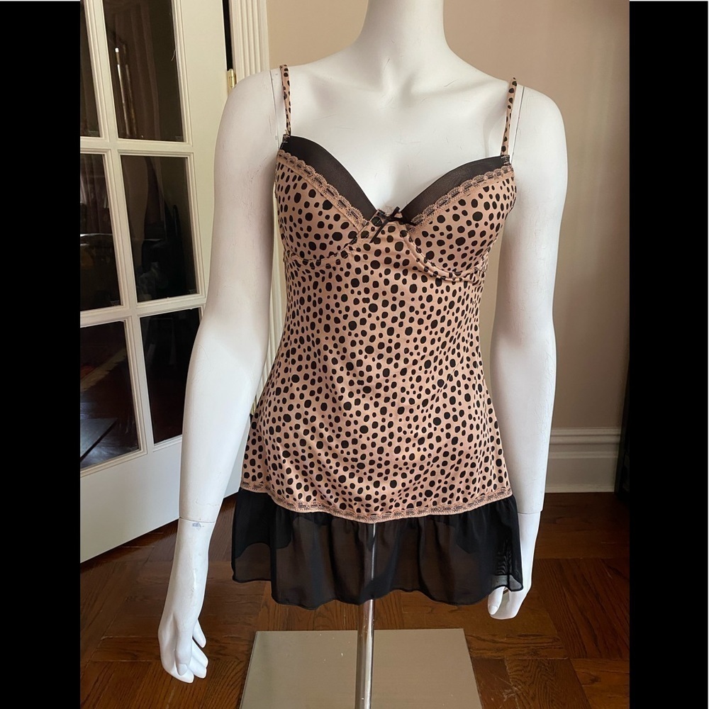 - Babydoll Chemise with Sheer Black Lace Trim